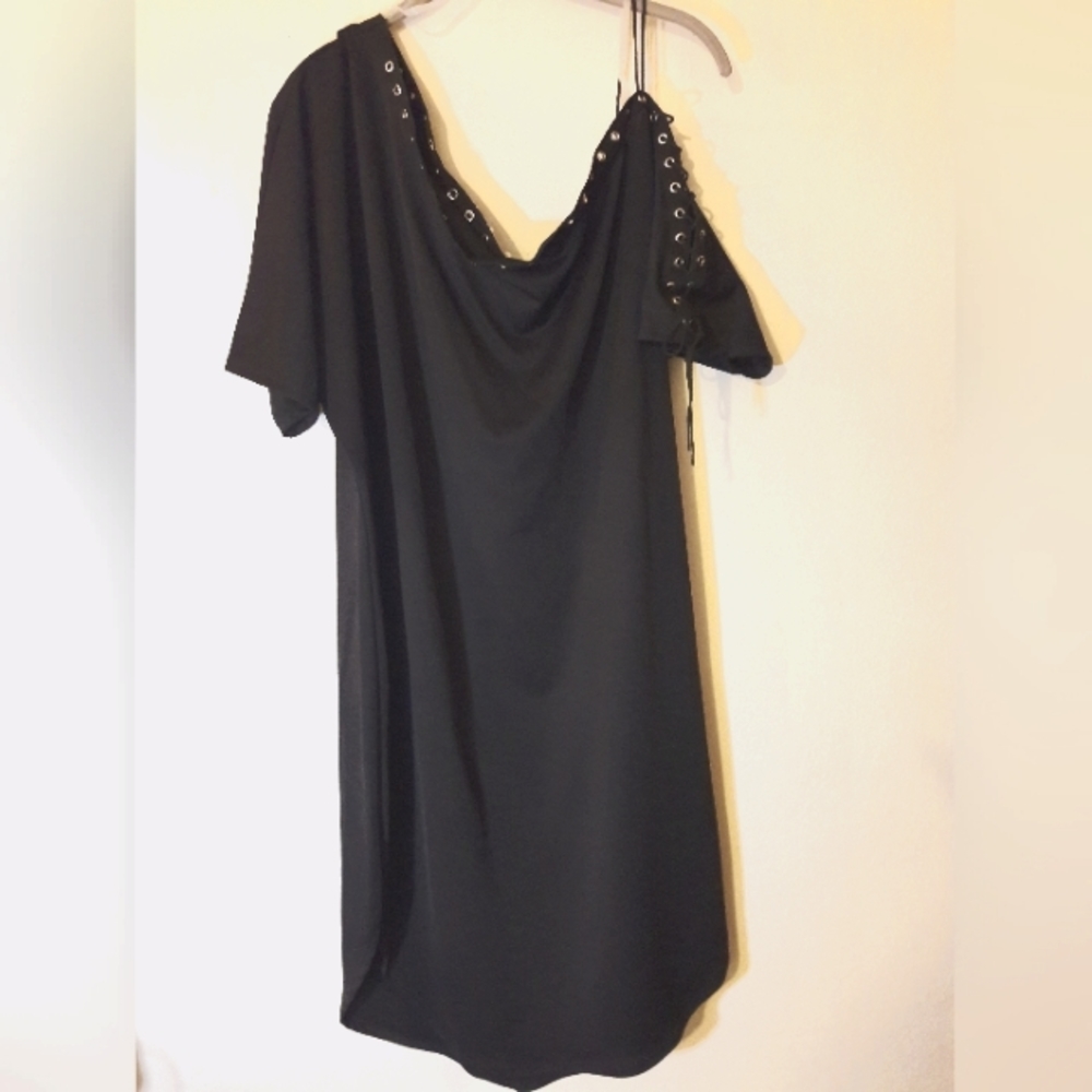 Assymetrical Gromet Tie Up Design dress